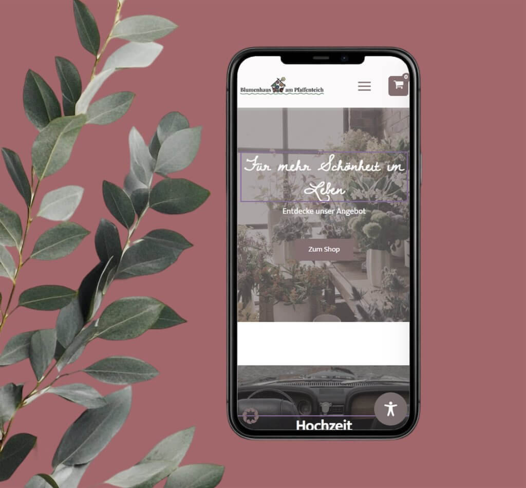 Mockup Barrierefreiheit Website Mobil Blumenhaus am Pfaffenteich