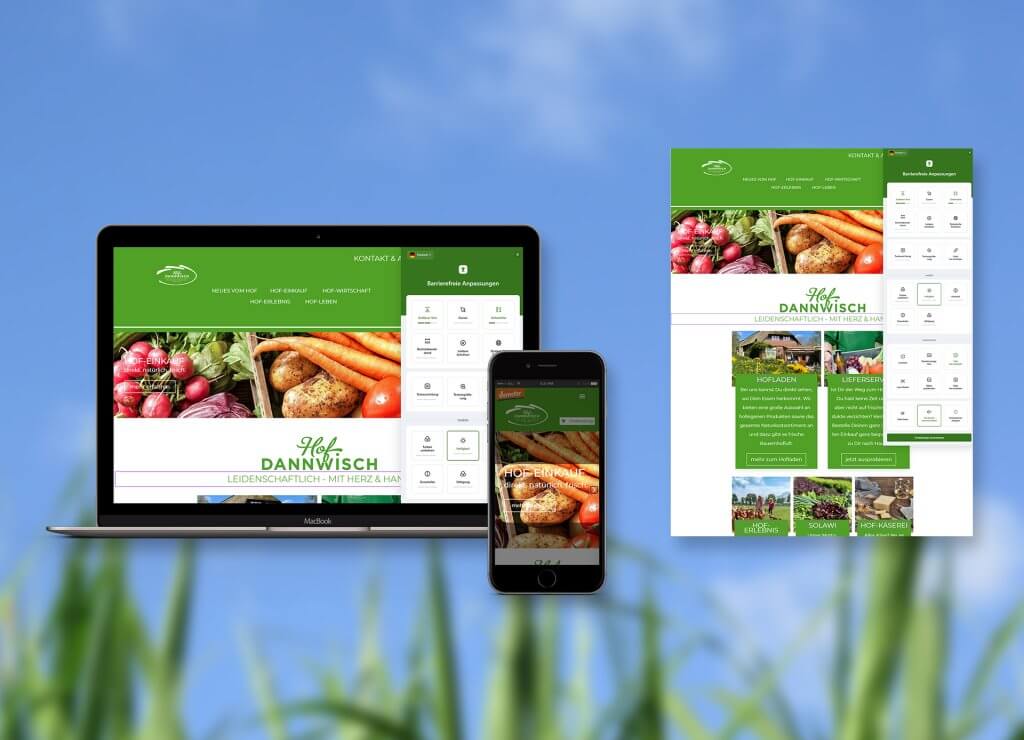 hof dannwisch website mockup verschiedene endgeräte mit barrierefrei-plugin