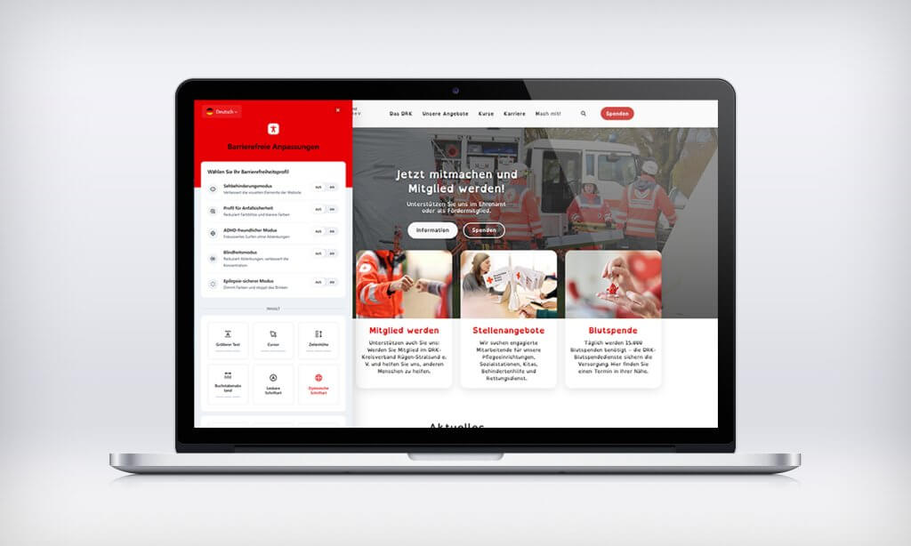 drk rügen stralsund website wcag 2.1 konform mockup